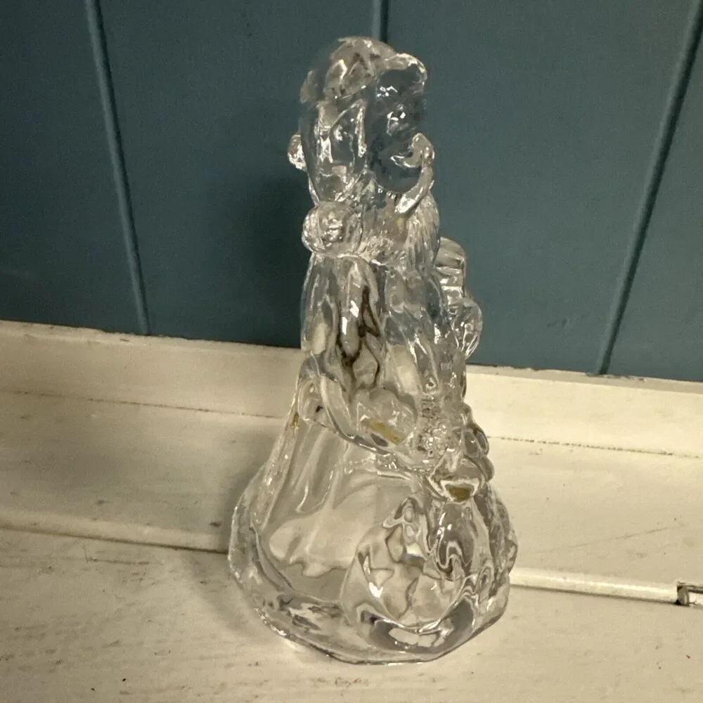 VTG Mikasa Santa Glass Crystal Christmas Golden Gold Stars Topper‎ 6”